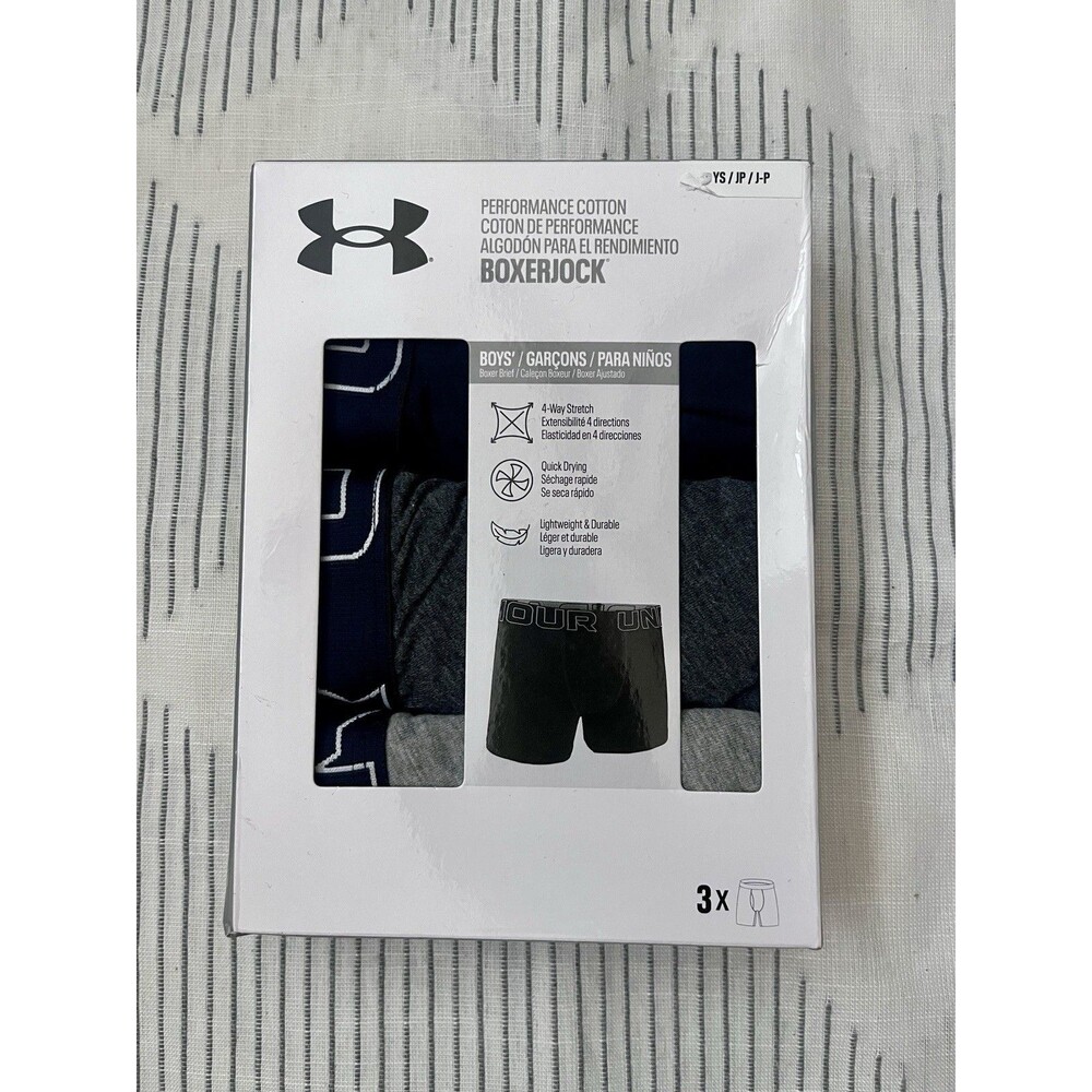 New 3 Pack Boys Underarmor Boxerjock Underwear Size Small